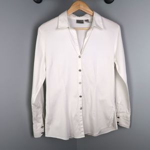 CHICOS White Button Up Jewel Buttons Sz M